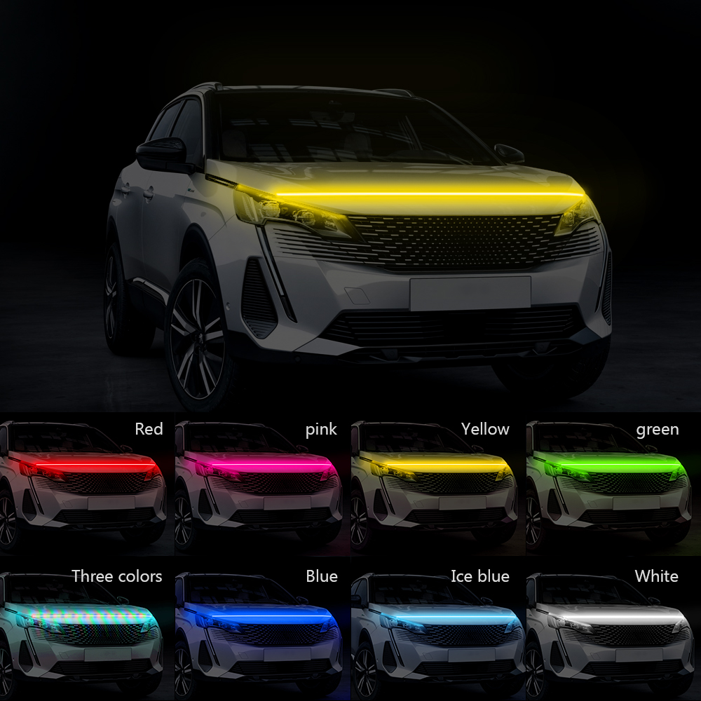 Led Auto Kap Sfeer Lght Strip Waterdichte Auto Exterieur Decoratie Verlichting Decoratieve Koplampen Omgevingslamp 12V Universeel