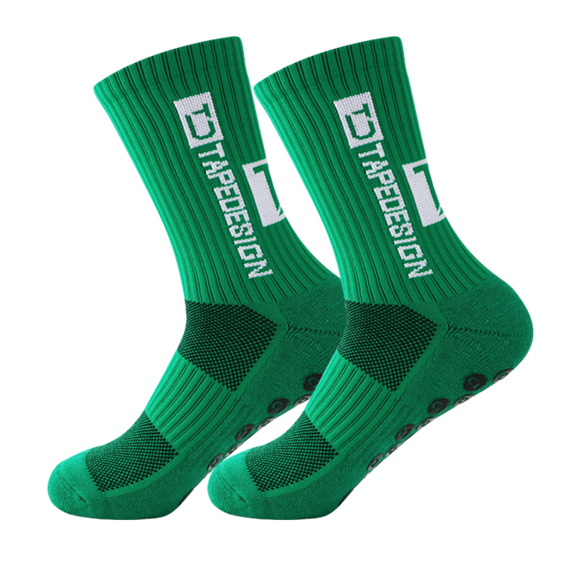Nuevos calcetines deportivos de fútbol antideslizantes, calcetines de fútbol transpirables y gruesos para hombres y mujeres, calcetines para correr al aire libre y ciclismo: Verde militar