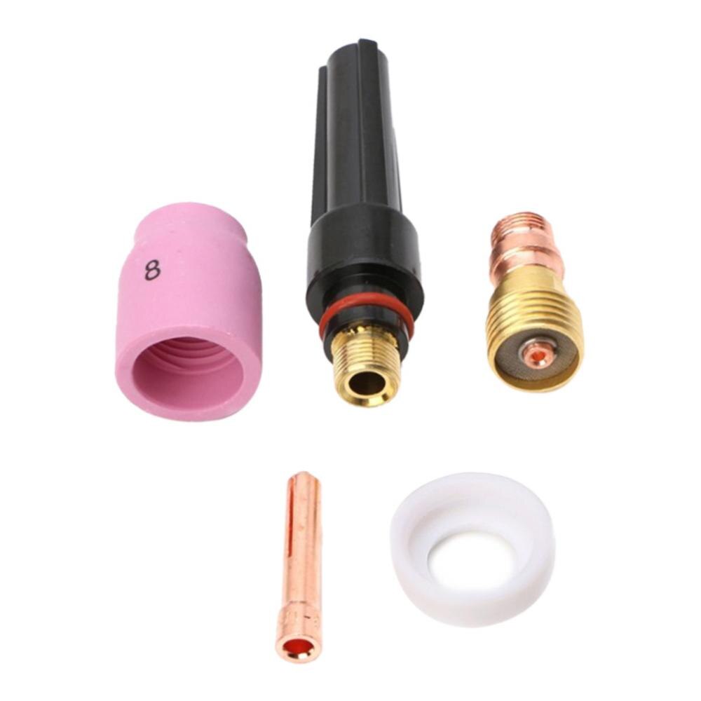 5x Tig Welding Torch Stubby Cup Gas Collet Body Lens Kit For Tig WP 17 18 26