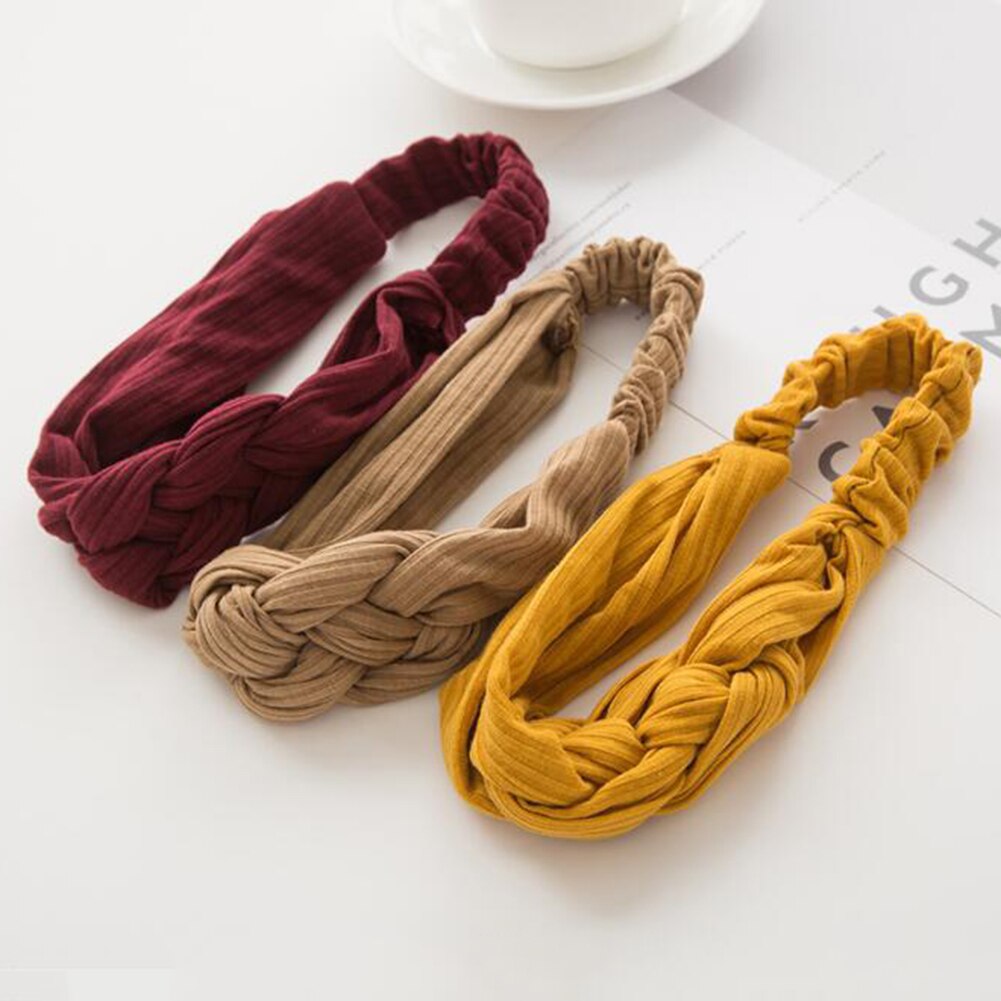 diadema para mujer estilo bohemio con nudo cruzado, diademas DIY, soporte para el pelo de de Color caramelo, accesorios de aro de pelo