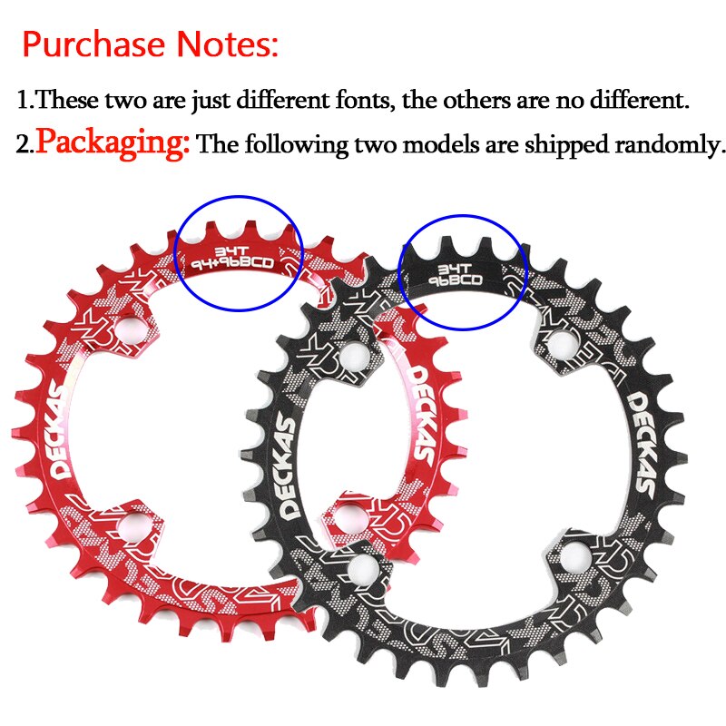 DECKAS Chainring 96+94 BCD Narrow Wide Chainwheel Bike Bicycle Chain Ring 32T 34T 36T 38T Crankset Tooth Plate Parts