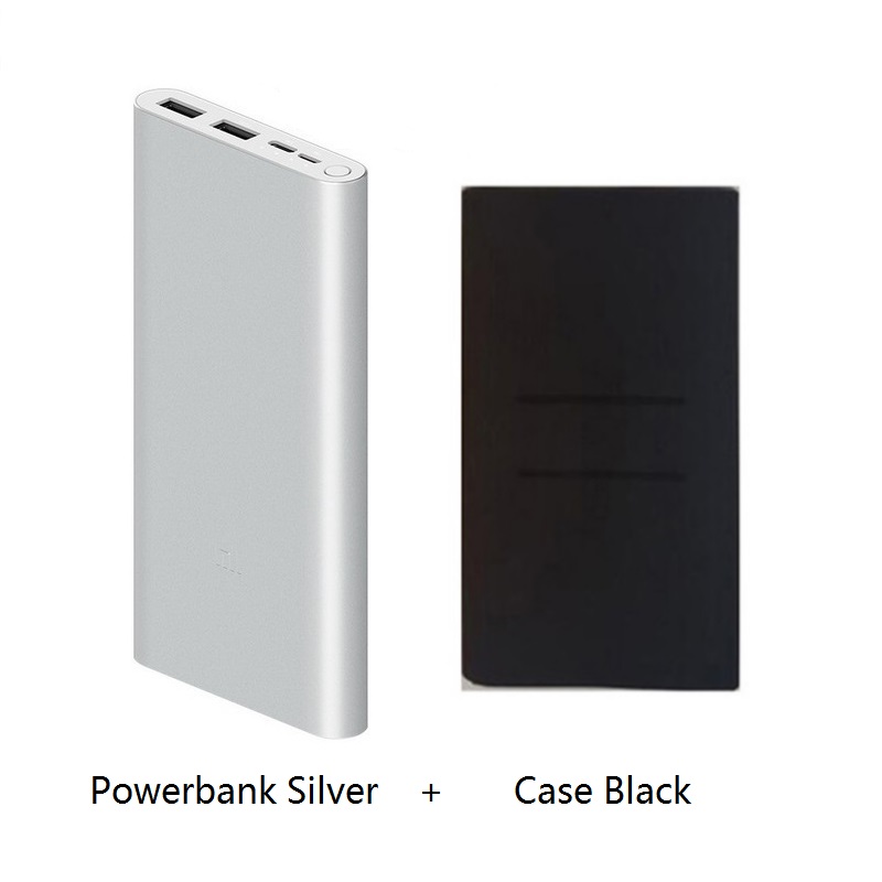 10000mAh Xiaomi Mi Power Bank 3 External Battery Bank 18W Quick Charge Powerbank 10000 with USB Type C for Mobile Phone: Silver Add Black