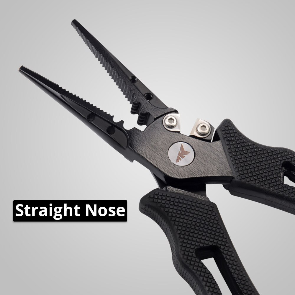 KastKing 420 Stainless Steel Fishing Pliers Tungsten Carbide Braid Cutters Crimper Hook Remover Saltwater Resistant Fishing Gear: Black Straight Nose