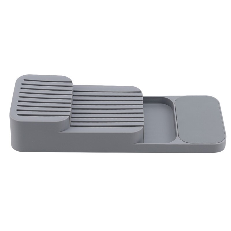 Messenblok houder plastic besteklade organizer lade messen keukengerei houder universele messenstandaard organizer keuken opbergruimte: Grijs