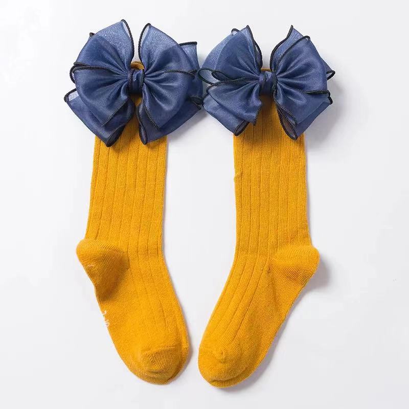 Dość miękka bawełna przyjazne dla skóry Pończochy Bowknot Dzieci dziewczynka Modis dziecięce śliczne Pończochy dla dziewczynek: żółty / 0-3years