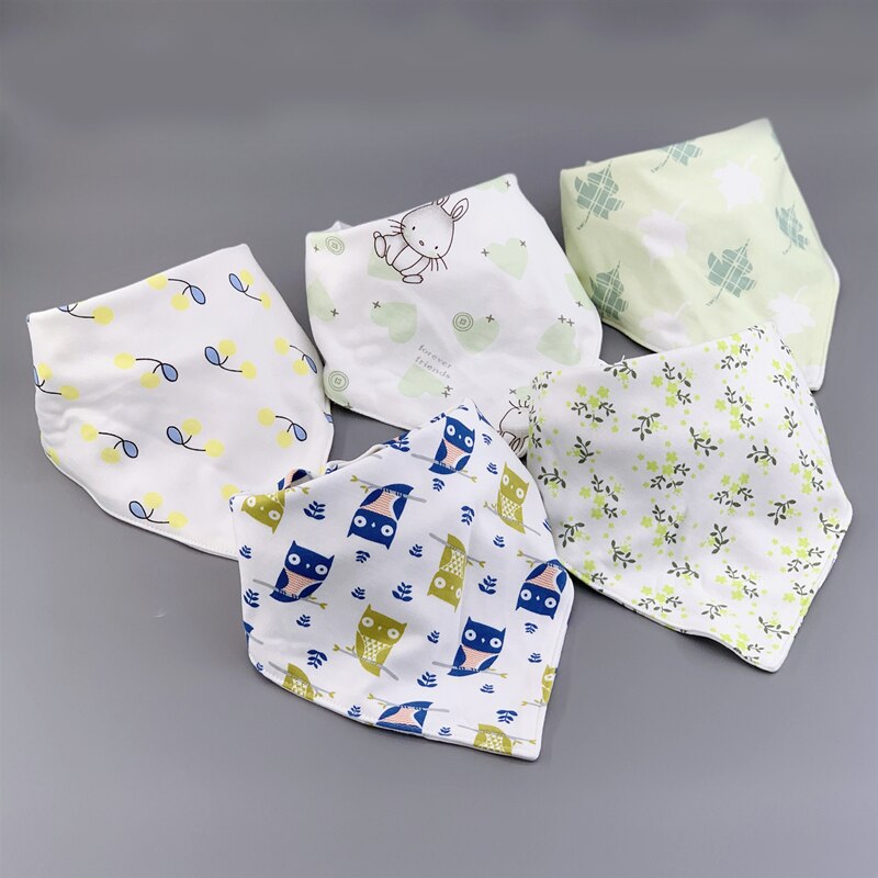 Bandand-bavoirs en coton, ensemble de bavettes en coton, en Triangle, Double couche, 5 pièces/paquet, d'anniversaire pour bébé: 44