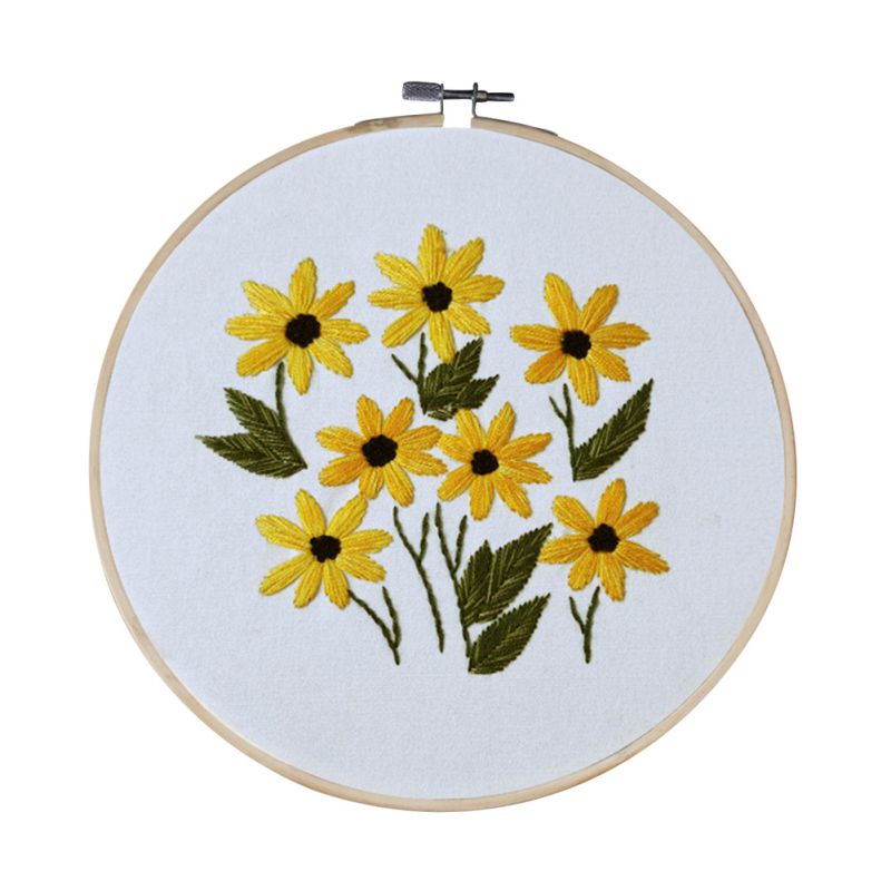 Diy broderi starter materiale pakke kit plante blomstermønster broderi korssting tråd håndarbejde kits: A6
