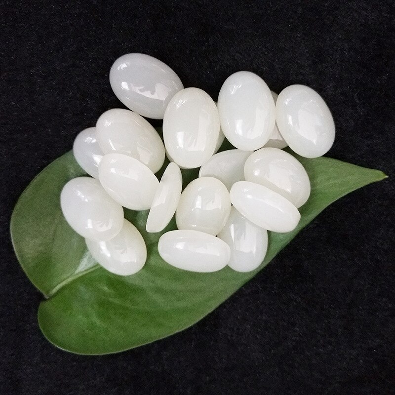 Shipei 1 PCS Natural 12*16 MM Oval Cut White Hetian Jade Loose Gemstone DIY Stones Decoration Jewelry