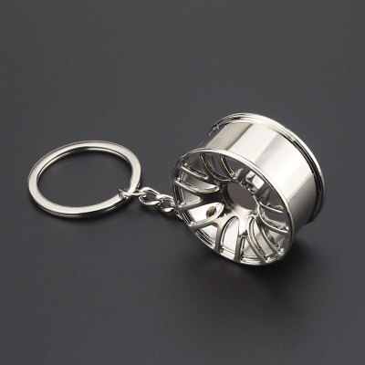 Llanta de rueda, cadena de llaves , gran , llavero de metal, llavero de coche, llavero de cubo de rueda,: Plata