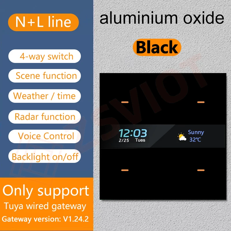Tuya Smart Zigbee Switch With Weather time display Human body induction function 4 Gang Wall Light Button Switch remote control: GRAY
