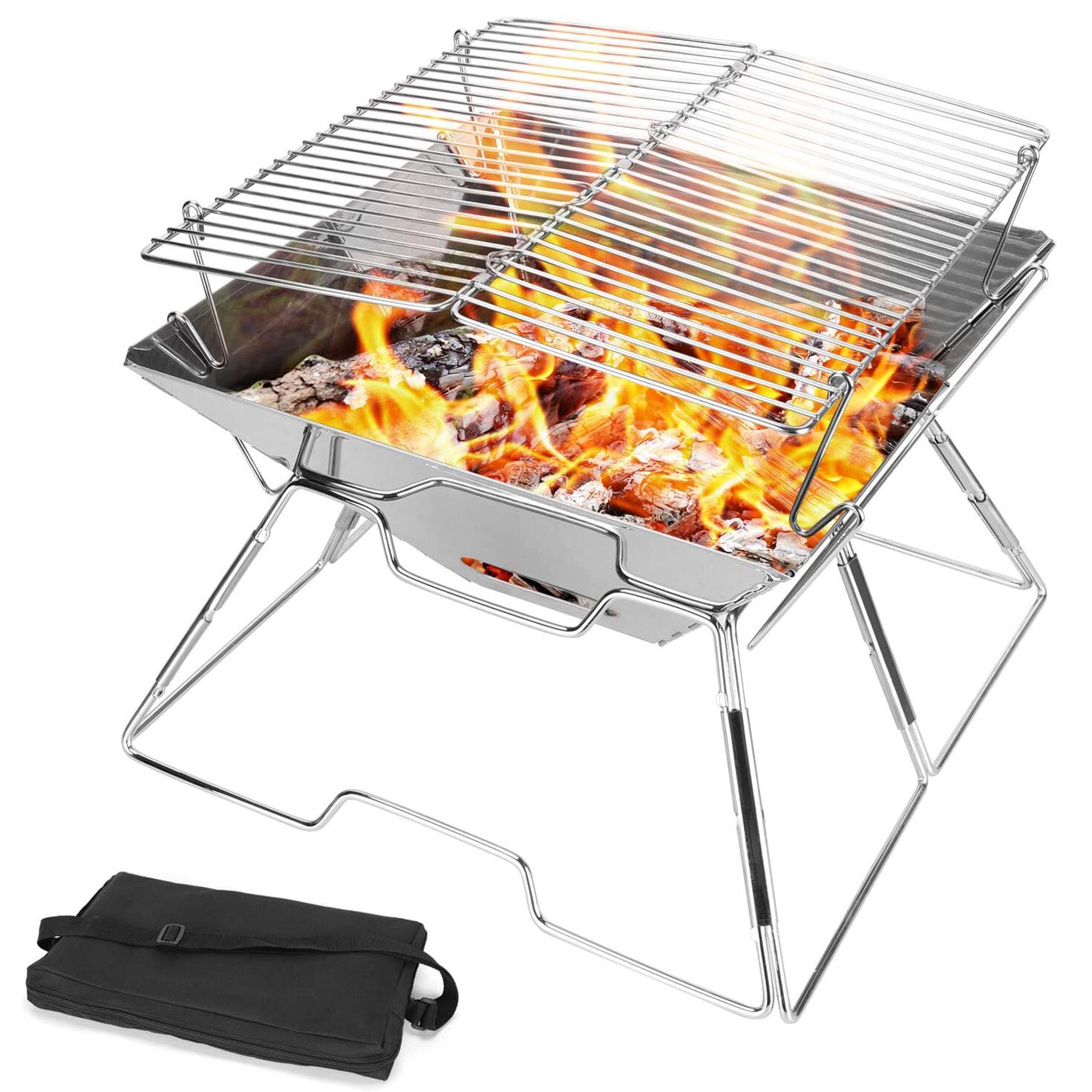 Stainless Steel Portable BBQ Grill Easily Assembled Foldable Charcoal Barbecue Grilling For Outdoor Camping