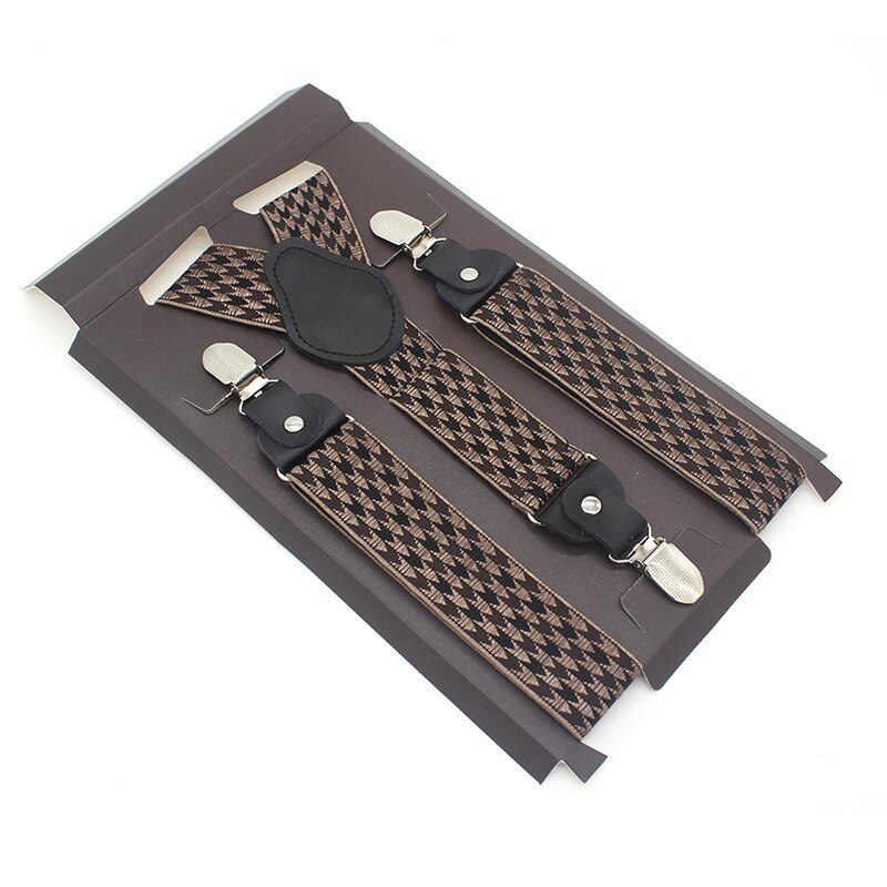 Tirantes de 3 Clips para hombre, tirantes para , boda, Vintage, pantalones, Suspensorio, 120cm: BROWN NO BOX