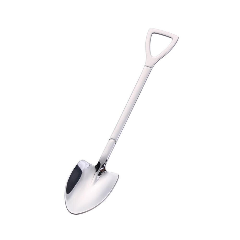 Mini 304 Stainless Steel Spade Shovel Coffee Spoon Spoon Long Spoon Fruit Spoon Teaspoon Handle Dessert Tableware Factory Supply: A