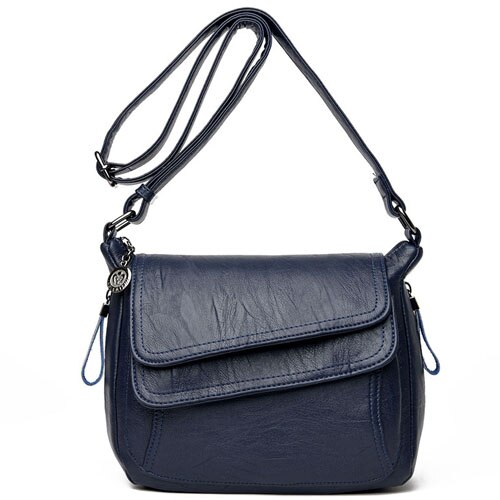 Vrouwen Lederen Eenvoudige Handtas Rode Schoudertas Sac A Main Femme Luxe Dame Messenger Bags: Blauw