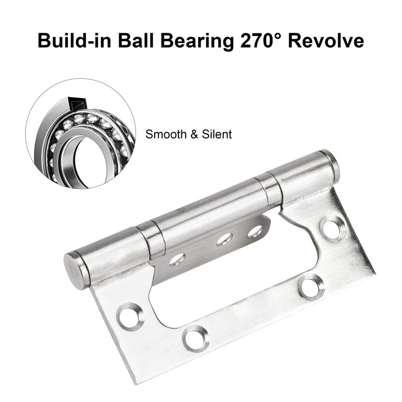 Flush Hinge Heavy Duty Home Door Hinges 304 Stainless Steel, Ball Bearing Hinges For Bedroom Wardrobe, Kitchen Cabinets