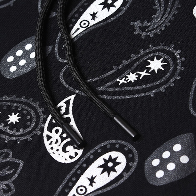 Pantalon de survêtement noir à motif cachemire et velours pour homme, style streetwear rétro, motif fleur de cajou, ample et décontracté, bas épais et élastique