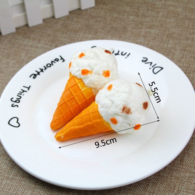 Mskwee Mini White Cone Snowflake Strawberry Ice Cream Squishy toys Sweet Kawaii Cream Phone Straps Squishies Toy 9.5CM