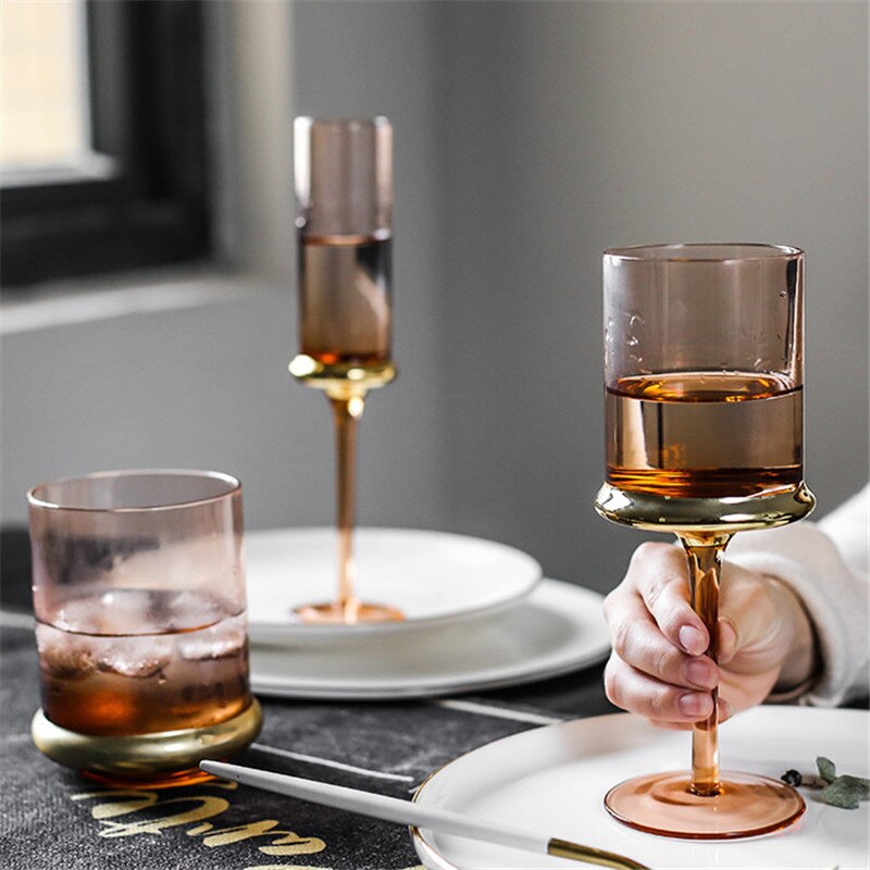 1 pc japanska stylegold glas vin öl glas dagligen champagne vin glas bägare juice kopp hushåll