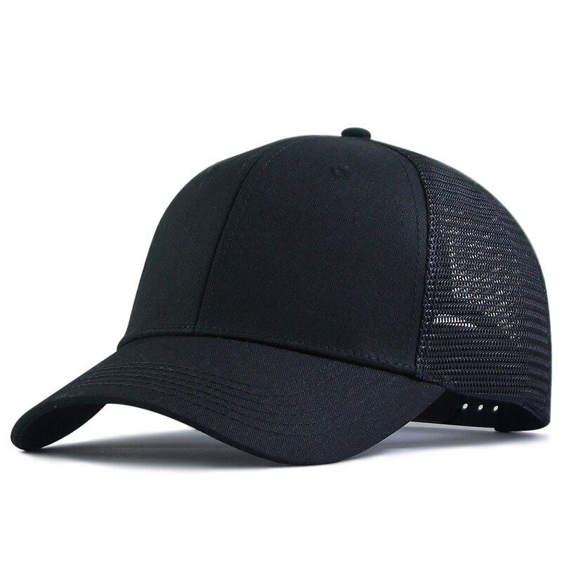 56-60cm 61-68cm large size baseball cap male spring summer and autumn cotton snapback hat big head men plus mesh sun caps: mesh black / 61-68cm