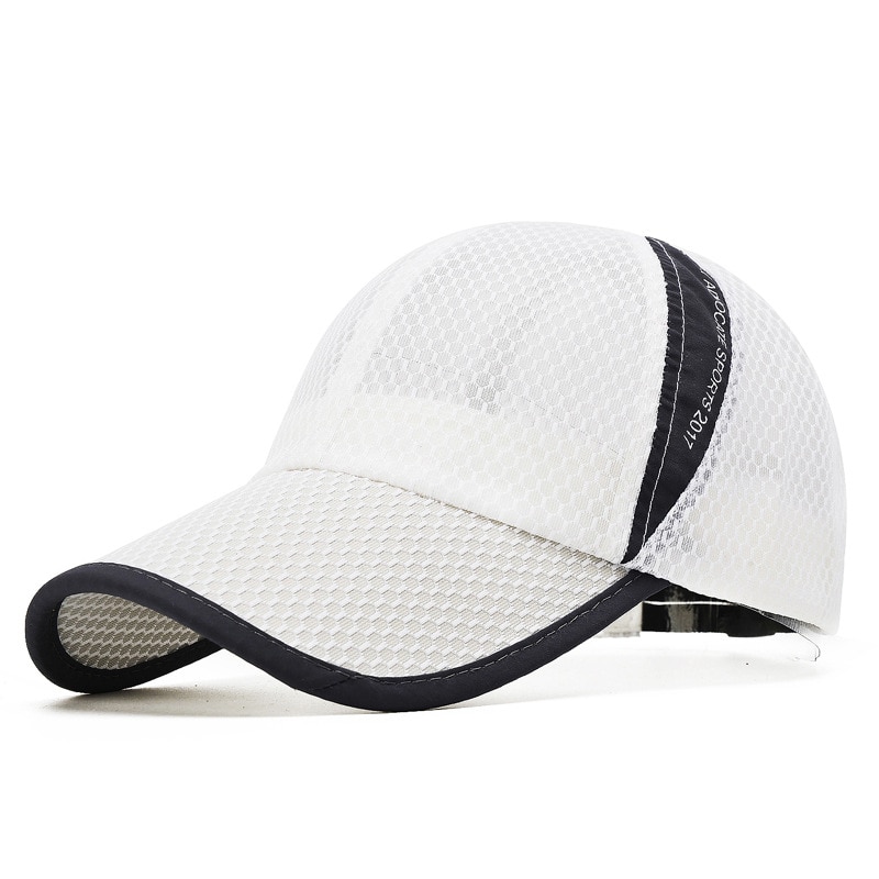 Unisex Mesh Brim Tennis Cap Outside Sunscreen Quick Dry Summer Baseball Hat Adjustable Cap Cooling Sports Caps: White