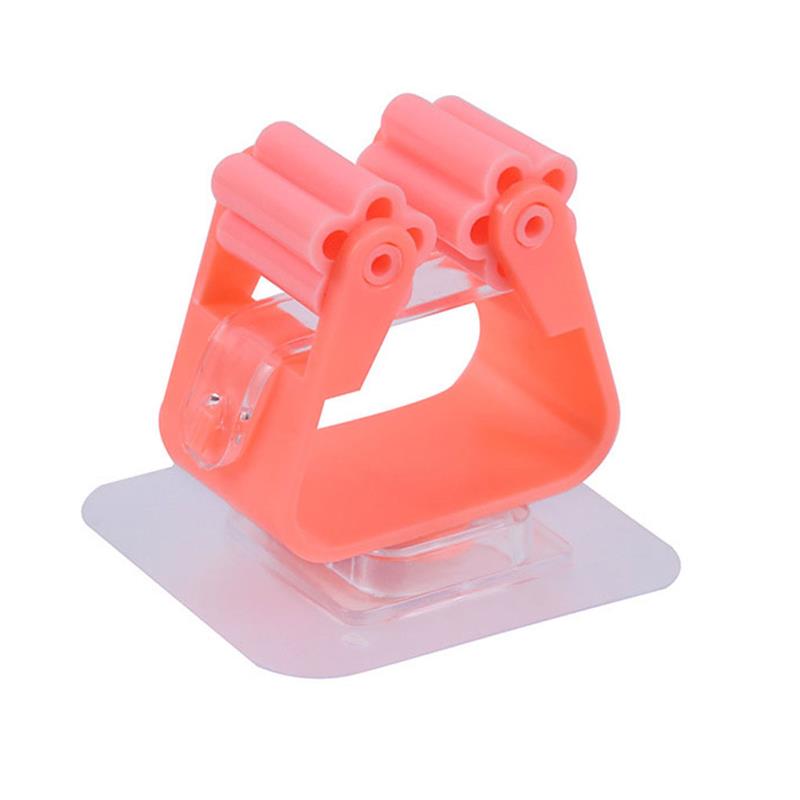 Wall Mounted Mop Holder Bathroom Toilet Lavatory Broom Mop Gripper Adhesive Wall Hanger, Green: orange