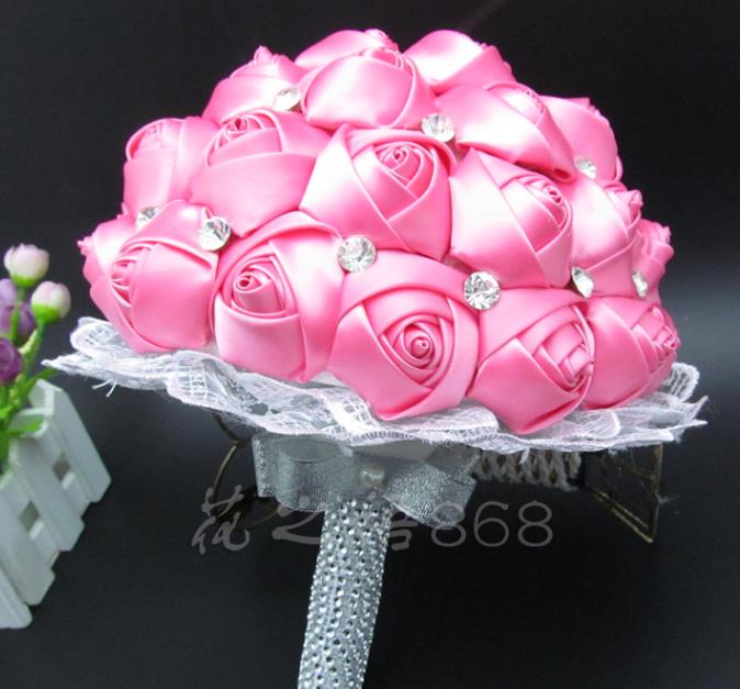 Gorgeous crystal Wedding Bouquet bouquet wedding accessories Bridesmaid artifical Wedding flowers Bridal Bouquets: Pink