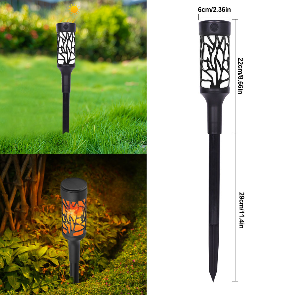 Solar--Flammen-Fackel-Lichter für Höhle Außenbereich, wasserdicht, LED-Solar-, flackernde tanzende Lichter, Garten- und Landschaftsbeleuchtung, Dekor, Halloween-Terrasse: 0-5W