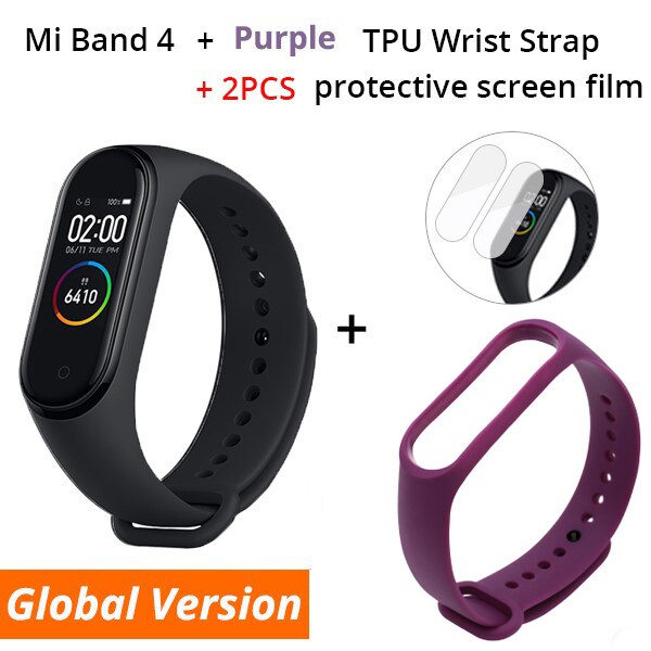 Originale Xiao mi mi fascia 4 Globale versione Di Smart braccialetto 3 Di colore schermo AMOLED mi FASCIA 4 Fitness Traker Bluetooth smartband: GL n Purple Strap