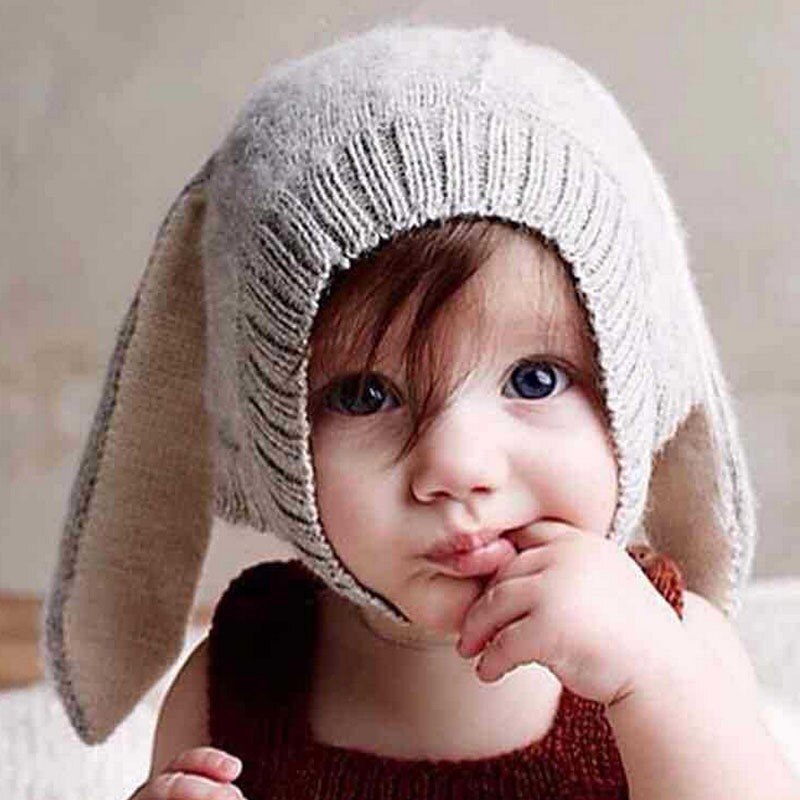 Herfst Winter Peuter Baby Gebreide Warme Muts Schattige Konijn Lange Oor Hoeden Baby Bunny Beanie Caps Foto Props