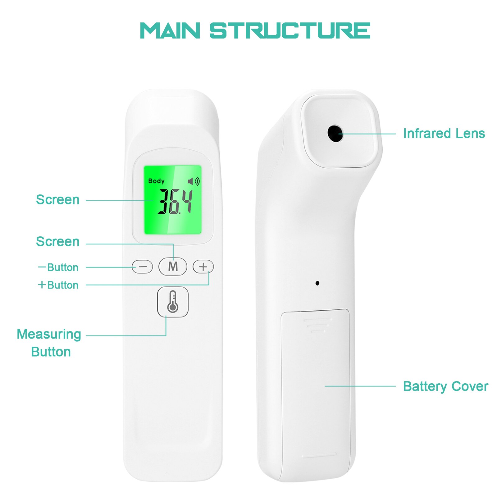 Digital Forehead Thermometer Non-contact Infrared Instrument Electronic Clinical Thermometer Body Temperature Measuring Product