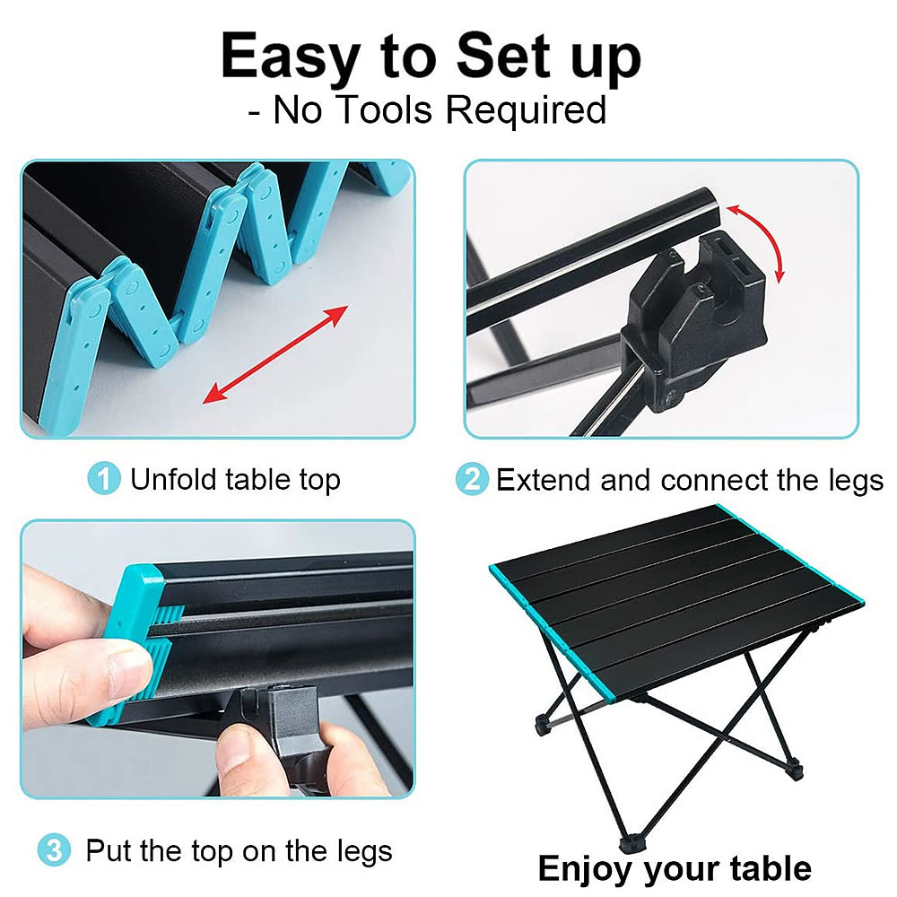 Aluminum Alloy Portable Folding Camping Table Multifunctional Foldable Outdoor Dinner Table BBQ Desk for Hiking Picnic BBQ Desk