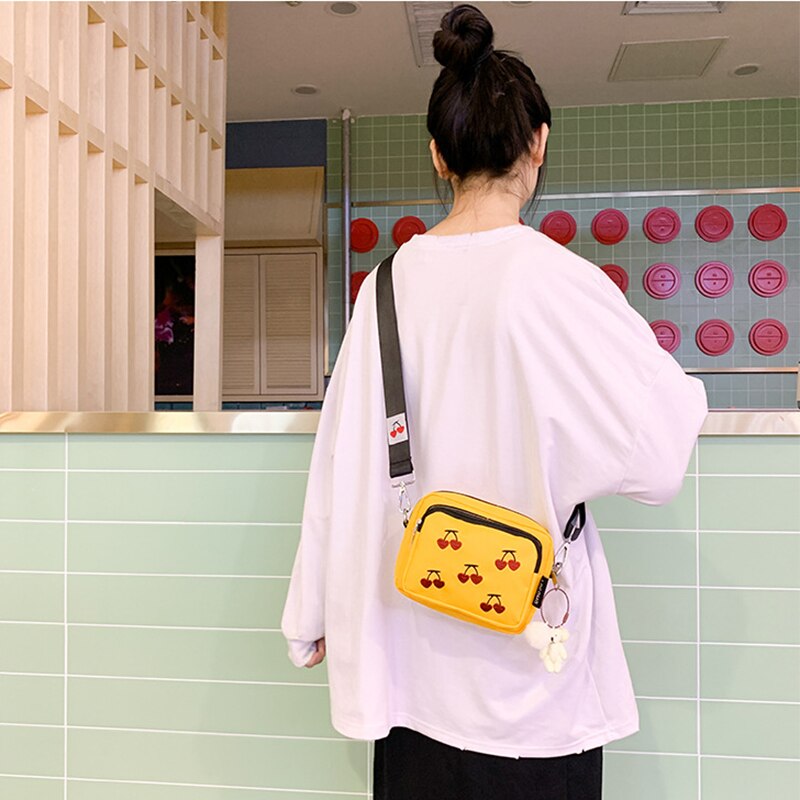 Zomertassen voor dames flap kersen borduurwerk dames schoudertas bolsa feminina canvas crossbody tas