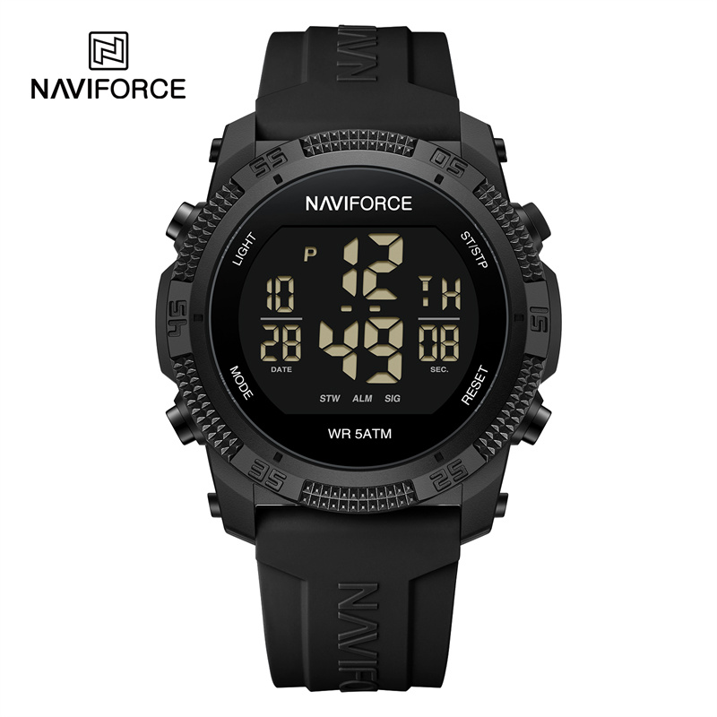 NAVIFORCE Brand Original Men Watch Water Resistant Personality Wristwatches Luxury Silicone Strap Electronic Clock: Brown
