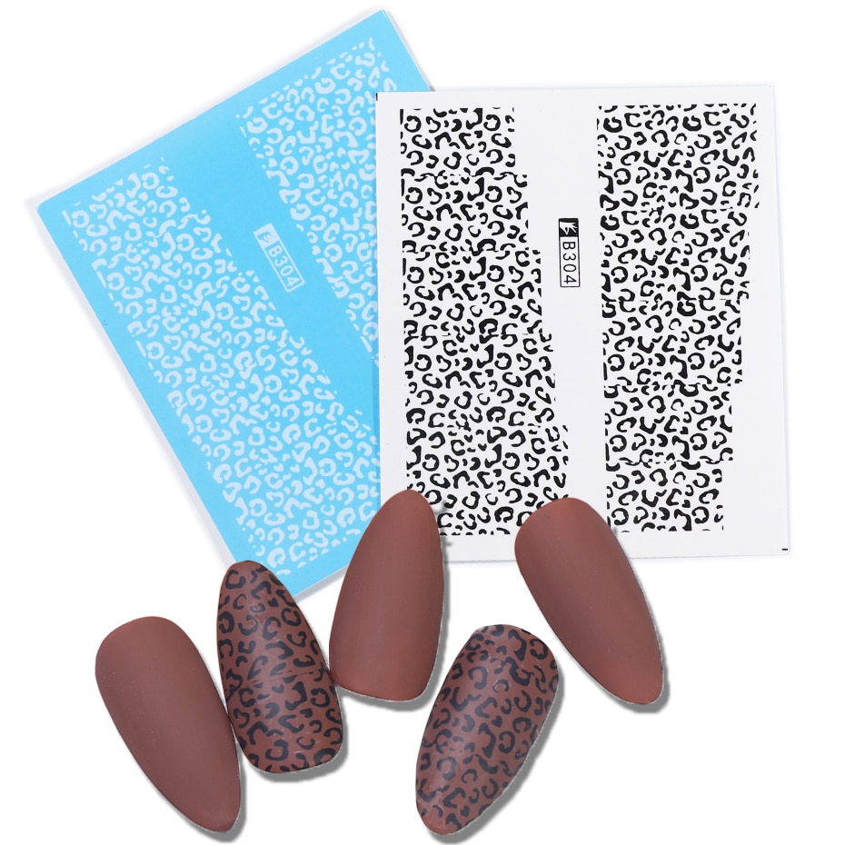 1 Vel Luipaard Nagels Stickers Zwart Wit Water Stickers Decals Tips Transfer Sliders Nail Art Decoratie Manicure JIB304