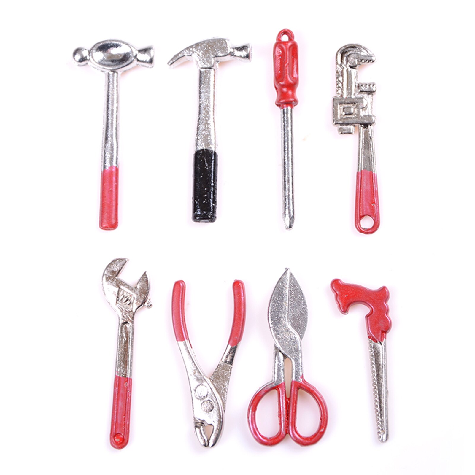 1/12 Dollhouse Miniature Wooden Tool Box with Metal Tools Set Repair Kits Decoration for Furniture Toys Doll House Accessories