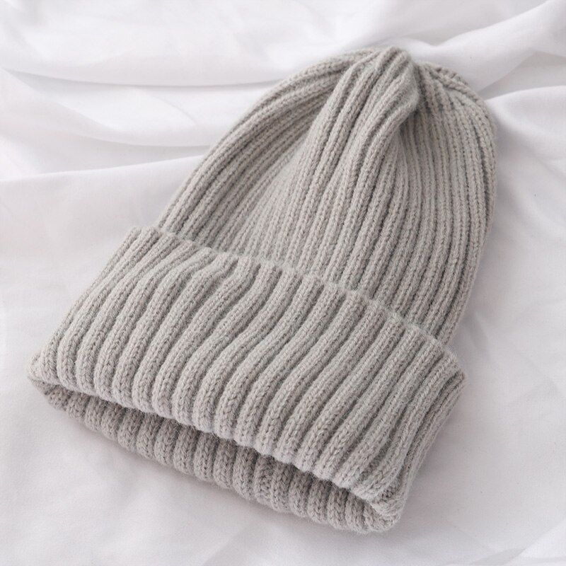 Kvinder vinter varm hue uld strik hue hatte kvinde hue behagelig bomulds kasket slouchy beanie hække kasket flere farver: Lysegrå -1