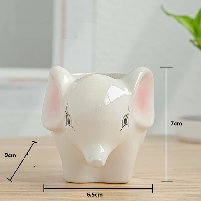 Maceta de cerámica con dibujos de animales, Mini maceta con Cabeza de Vaca, cebra, oveja, suculentas, bonsái, decoración del hogar, estilo nórdico: E