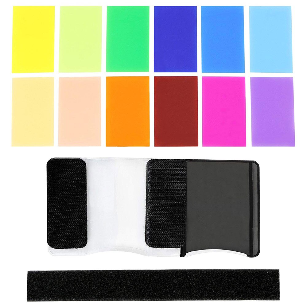 Filtro de gel difusor para Flash de cámara, Kit de filtros de iluminación de Balance de Color transparente para cámara de estudio fotográfico, 12 colores: Default Title