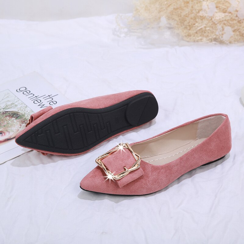 Women Suede Flats Basic Mixed Colors Pointy Toe Ballerina Ballet Flat Slip On Shoes size 35-40