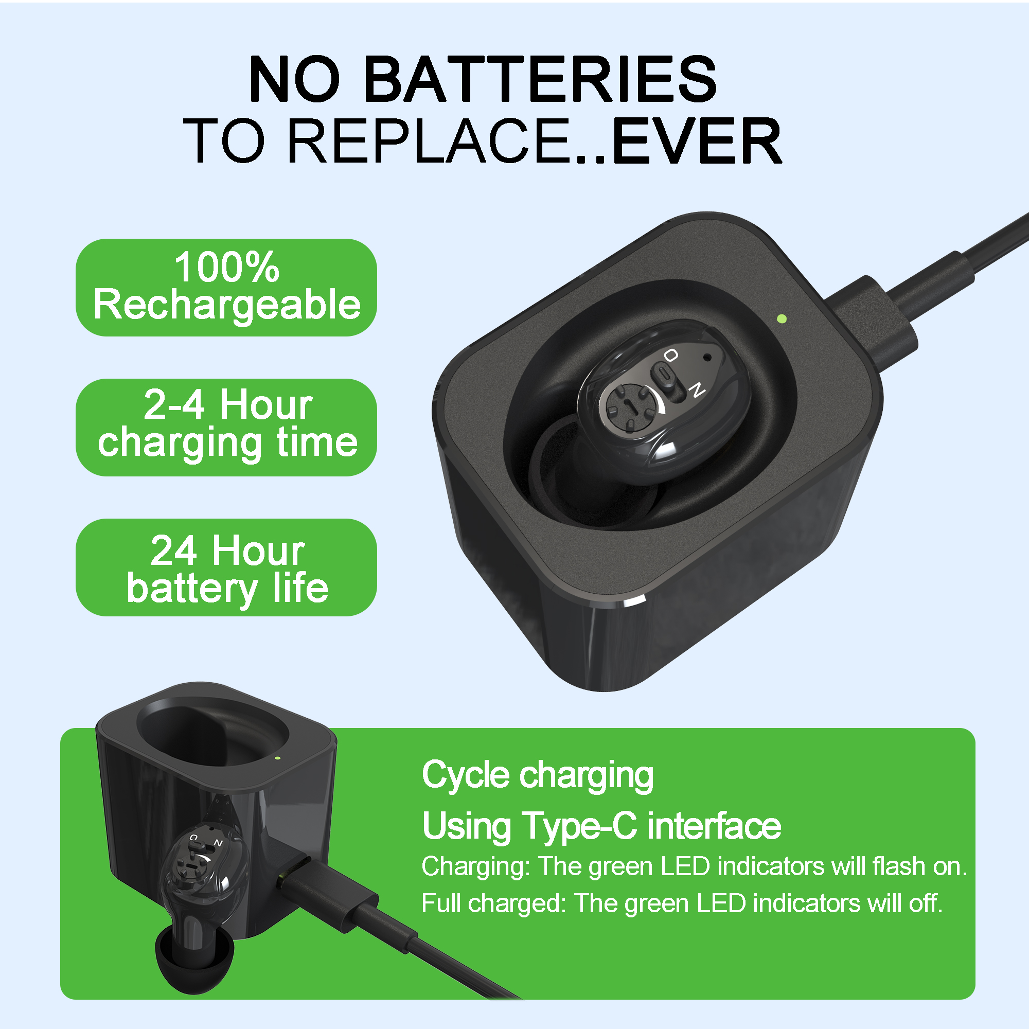 Rechargeable Hearing Aids for Seniors with Hearing loss, Easy Volume Control Hearing Headphones hearing aids for deafness