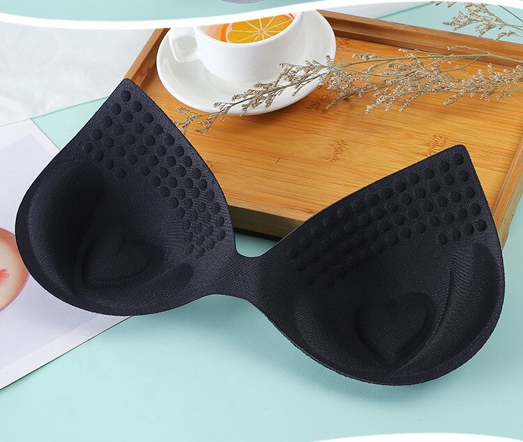 Zachte Effen Kleur Vrouwen Borst Padded Pad Insert Latex Bh Enhancer Push Up -Vormige Comfortabele Universele Beha gewatteerde: Black