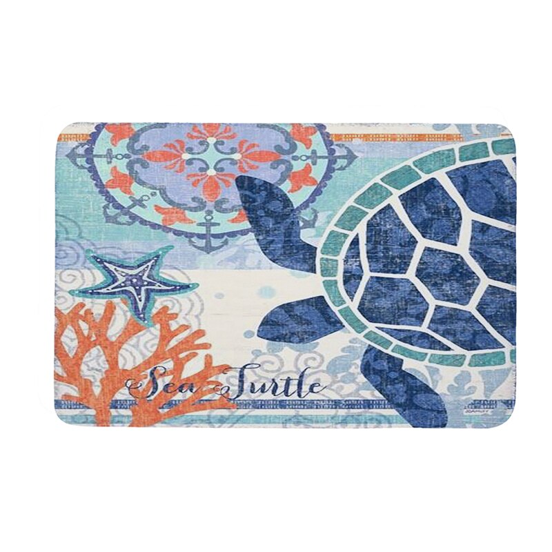Styl marynistyczny wycieraczka robić butów dywan na podłogę robić salonu wzór żółwiem morskim koral polarny dywan antypoślizgowa wycieraczka Dom dekoracje: 2