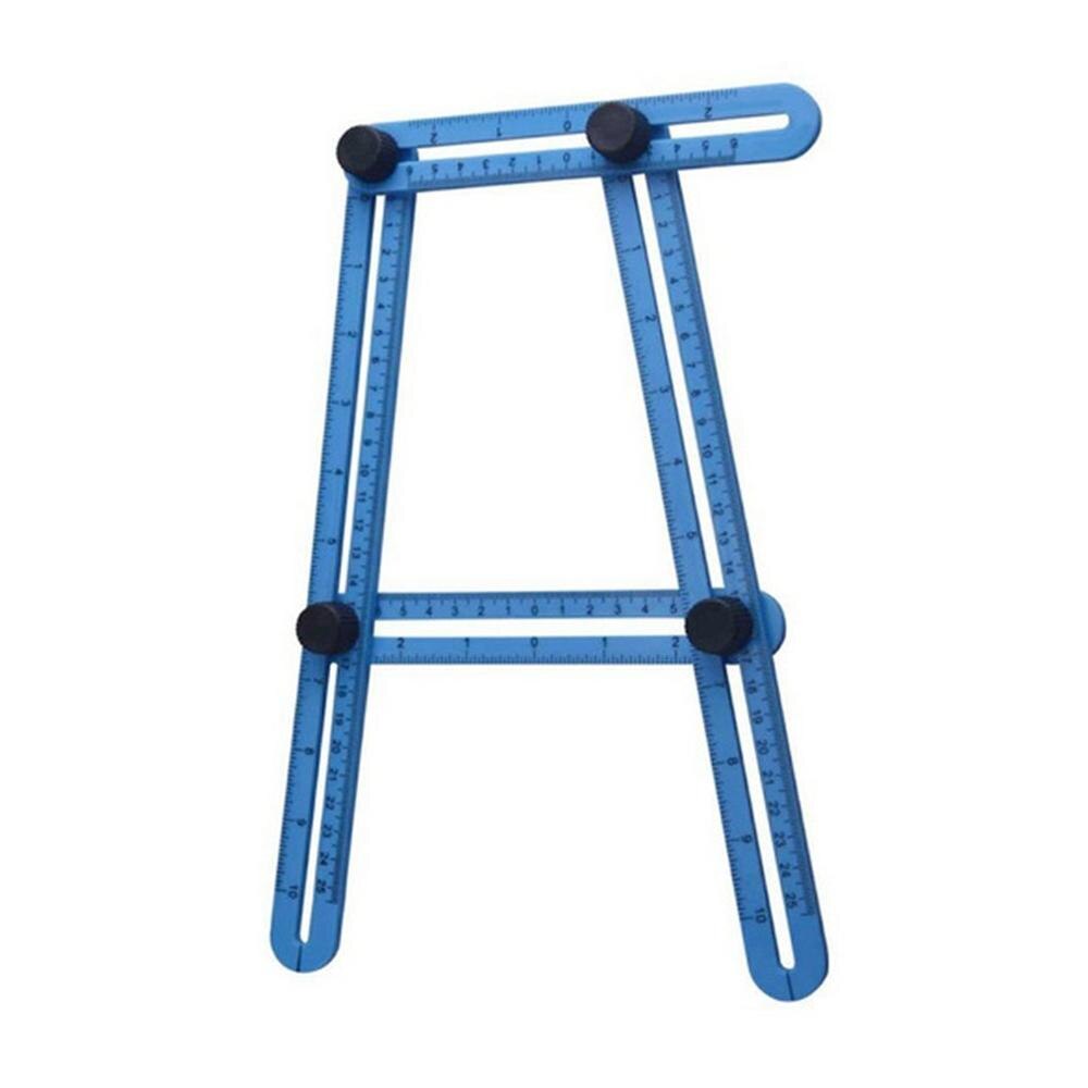 Multifunctional Abs Live Four-Square Ruled Plastic Activity Four-Fold Ruler Measuring Tool Folding Ruler Multi-Angle Ruler: Blue