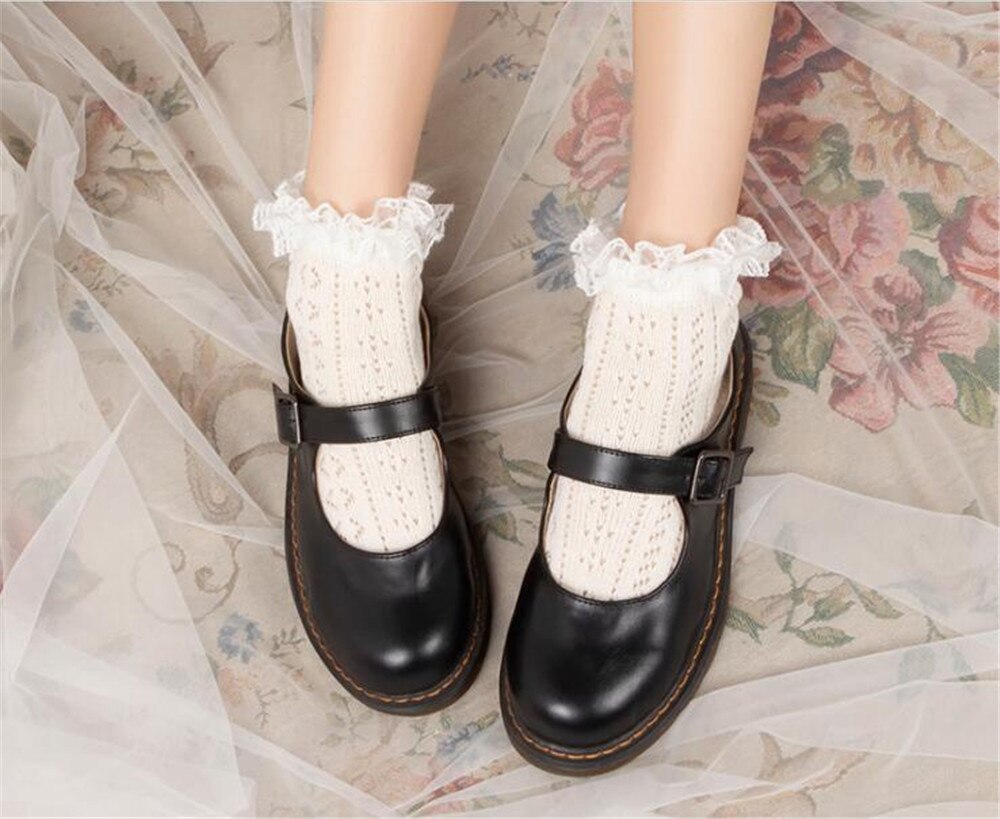 Kvinder piger blonder flæse flæser ankelstrømper harajuku dejlig sød vintage retro blomstret dame prinsesse sokker  b730