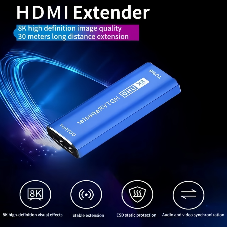 8K HDMI Extender Amplifier 8K 4K@60Hz UHD 4K HDMI Repeater HDMI 2.1 Signal Booster Adapter Up to 25M Female to Female Adapter
