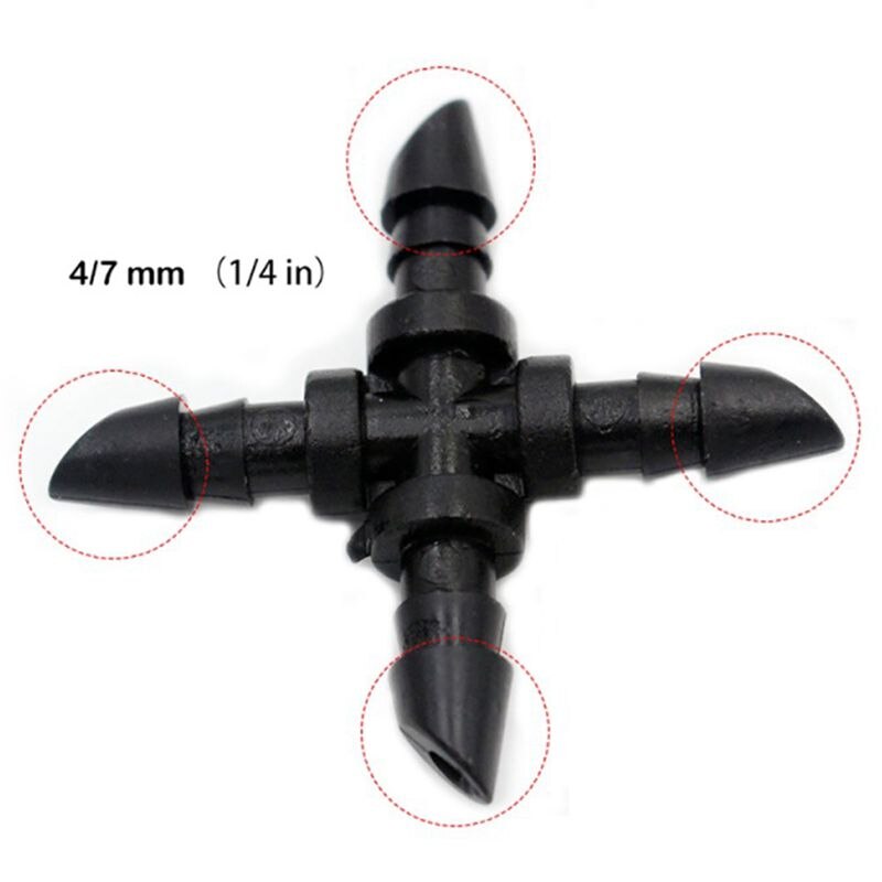 1set Micro-Flow Drip Watering Irrigation Kits System & 100 Packs-Barbed 1/4 Inch Drip Irrigation 4-Way Cross Connector