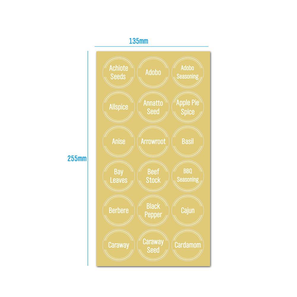 Transparent Spice Labels Preprinted Waterproof Black White Letter Kitchen Jars Stickers For Cans Self-Adhesive Labels Seasoning