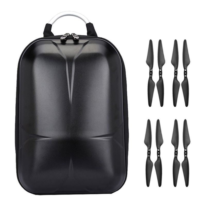 Waterproof Hard Shell PC Backpack Box Case Carrying Bag and 2 Pairs Propellers for Hubsan Zino H117S RC Quadcopter Drone