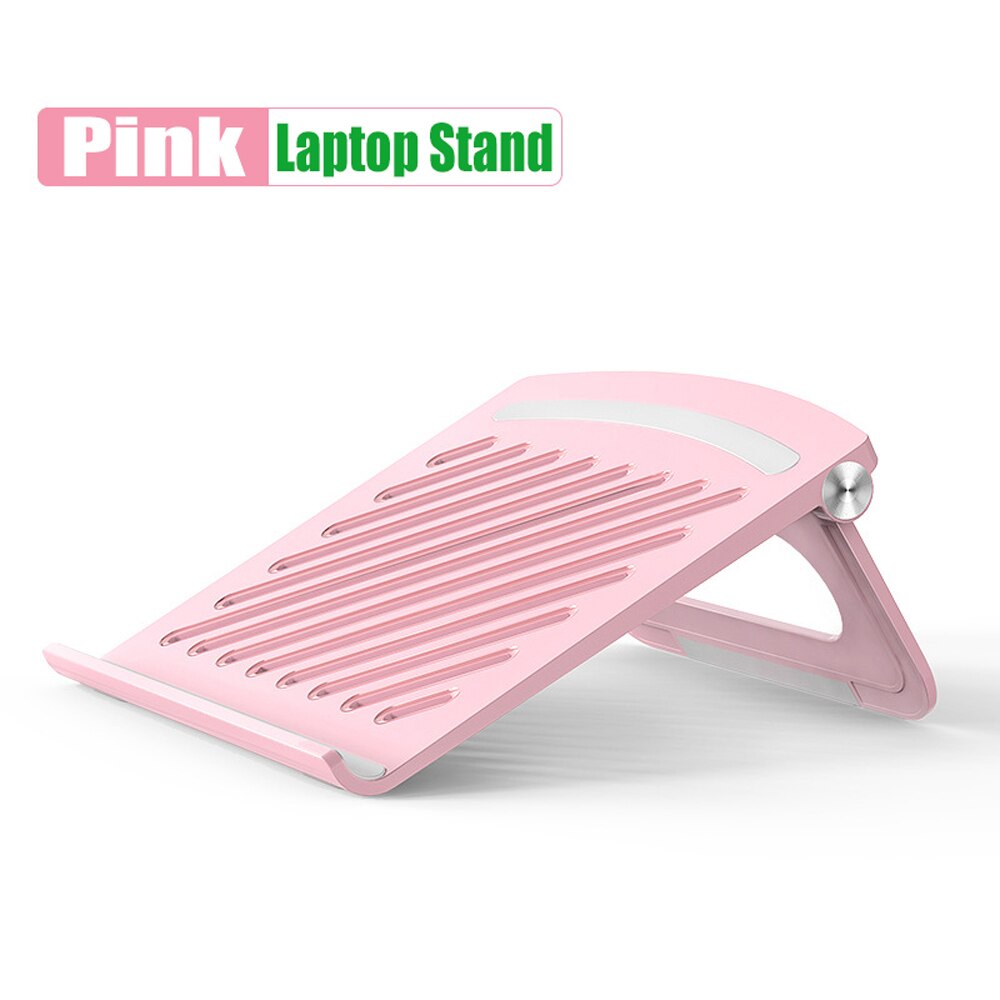 GOOJODOQ Laptop Stand Suporte Notebook Portable Stand Foldable Support Base Laptop Holder Cooler Bracket for Macbook Pro iPad: Pink