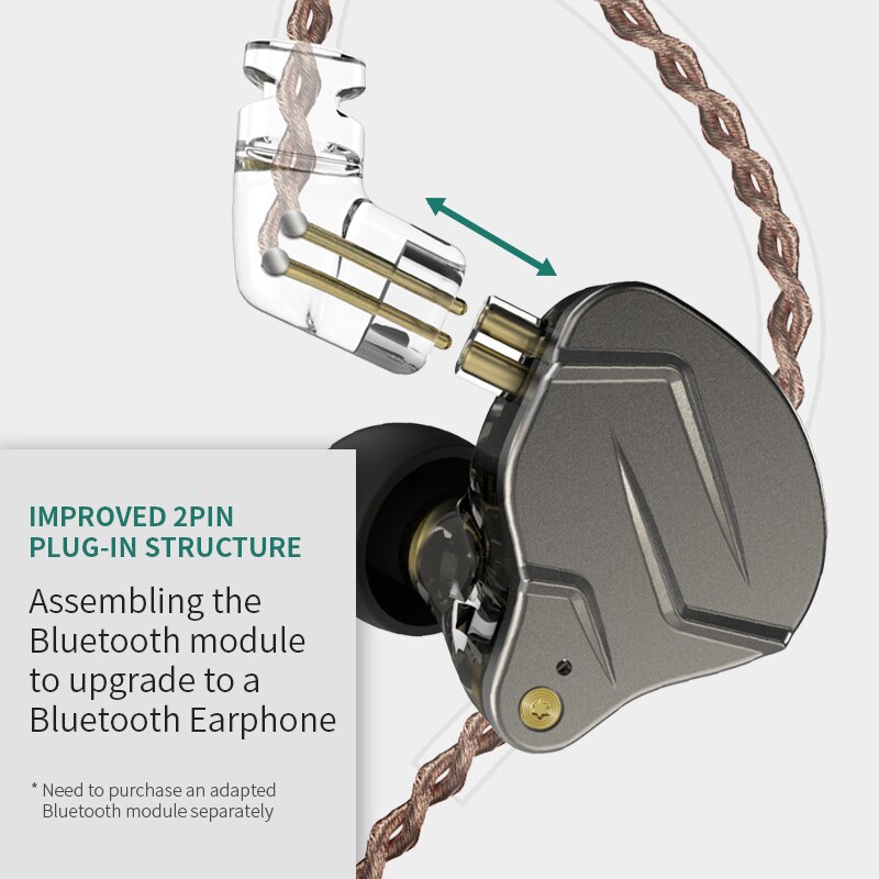 Kz zsn pro 1ba+1dd hybrid-technologie hifi-metall-in-ear-kopfhörer mit bass-ohrhörer, sport-headset mit geräuschunterdrückung  zs10 pro zst  as10